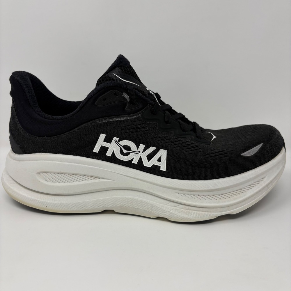 Hoka Bondi 9 Womens Size 10 Black White Athletic Running Shoes Sneakers